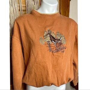 Rust Orange Sweater with Embroidered Design